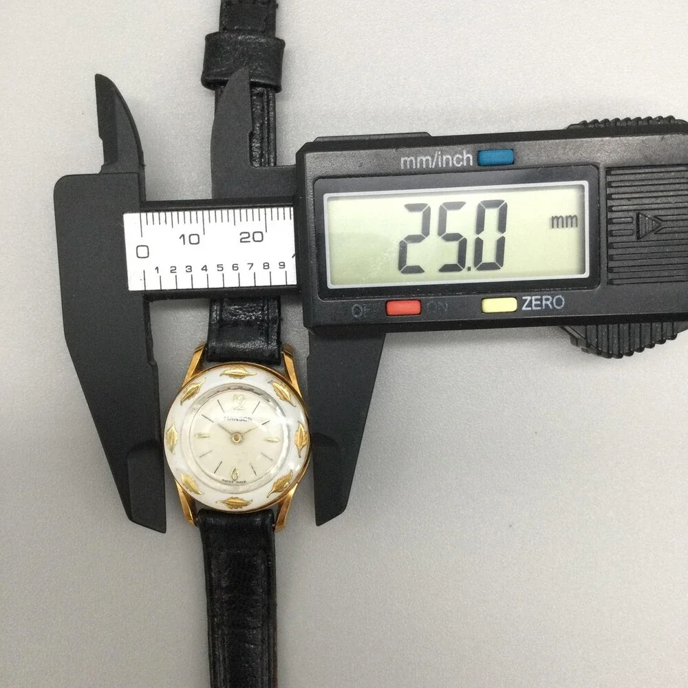 Vintage Manson Womens Watch 25mm White Dial Gold Tone Manual Swiss Leather Band